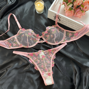 US-Lagerbestand Spitzen-Dessous in Rosa Sexy Lingerie von Dessous-Anbietern Unterwäsche für Frauen Dessous-Set Sexy Unterwäsche für Damen - Product Image 1