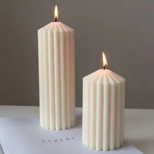 Serrated Spire Fragrance Scented Soy Candles Colorful Wedding Home Decor Large Soy Wax Scented Ribbed Pillar Art Candles