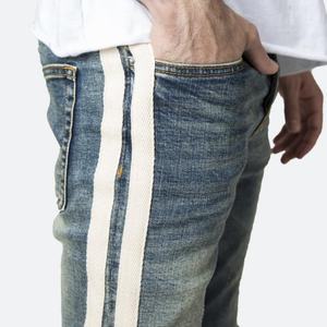 Pantalones Vaqueros Ajustados de Mezclilla Elástica para Hombre, Diseño Moderno, Fabricados en China, Venta al Por Mayor, con Rayas Laterales - Product Image 3
