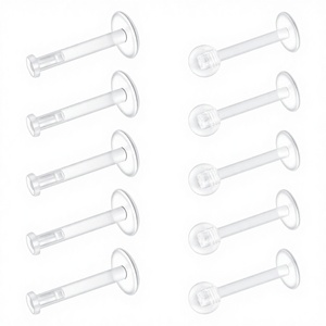 Kit de 48 Piercings en <span class=keywords><strong>Plastique</strong></span> Transparent pour Sourcils/Lèvres/Septum/Nez/Mamelons/Pubis/Langue/Tragus | - Product Image 2