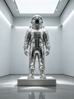 Sculpture d'astronaute en acier inoxydable poli miroir |   Statue d'astronaute personnalisable pour l'extérieur et l'intérieur