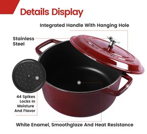 2022 haute qualité Design minimaliste 24cm maison cuisine émail fonte batterie de cuisine ensembles durable casserole poêle à frire et casseroles - Product Image 3