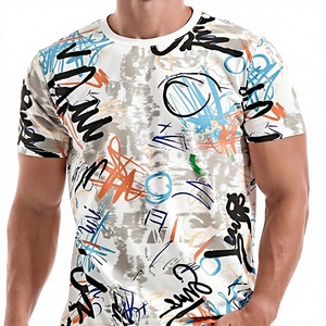 เสื้อยืดโอเวอร์ไซส์แขนสั้นคอกลมสไตล์สตรีทแวร์ลายกราฟฟิตีเพ้นท์มือ ผ้าถักเนื้อนุ่ม แห้งเร็ว ระบายอากาศได้ดี - Product Image 1