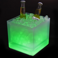 Secchielli per Ghiaccio di Alta Qualità, Vasche per Bevande per Promozioni e Feste, Secchiello Quadrato per Vodka con Luci LED Colorate in Plastica