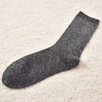 Chaussettes personnalisées en tricot avec fil métallique pailleté, chaussettes de printemps en coton, jacquard, avec logo sur le bord et le bas, évacuation de l'humidité, chaussettes pour femmes