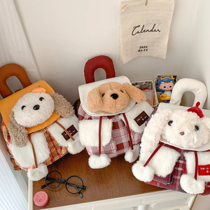 Cartoon Teddy Bear Plush <b>Backpack</b> Girls Trendy Fresh Sweet Style PP Cotton Filled Environment Friendly Christmas School Bag - Product Image 1