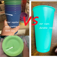 Tasses à café réutilisables, avec couvercles et paille, carrés en plastique à couleur changeante, de grande taille 16 oz, vente en gros, logo personnalisé