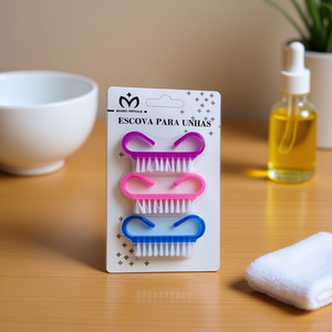 Escova Para Unhas 3Pc Small Nail Brush Pink Purple Blue Manicure Tool - Product Image 3