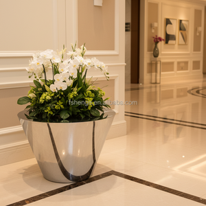 Vase décoratif pour hôtel, pot de fleurs et jardinière en acier inoxydable galvanisé / Vases décoratifs, vase de sol - Product Image 1