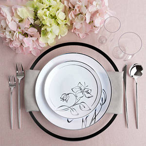 Pabrik grosir pelat pengisi daya bulat dalam hitam bening untuk pernikahan-keramik kaca melamin PS <span class=keywords><strong>PC</strong></span> bahan ringan - Product Image 5