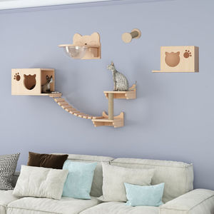 Marco de escalada de gato de madera maciza, diy, tablero de buceo montado en la pared, nido de gato, todo en uno, sin perforar agujeros - Product Image 4