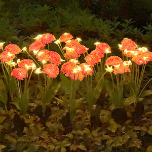Nueva lámpara de pie decorativa de jardín Solar de 6 flores LED IP65 diseño de panal hierba abejas oscilantes césped Solar para comercio exterior - Product Image 4