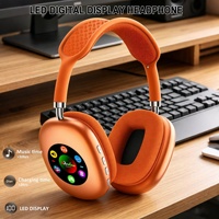 Headphone Nirkabel Mosslife Over-Ear, Headset Gaming Layar Sentuh LCD dengan Panel LED, Headphone Olahraga Latensi Rendah