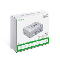 Switcher/Sharer USB2.0 Alloy 4-Port untuk Berbagi Printer Multi-Komputer di Desktop, Pengalihan Otomatis untuk Kantor