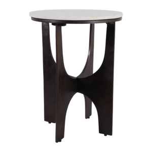 Tavolino Moderno con Piano in Marmo e Base in Metallo, Piccolo Tavolo d'Appoggio per Camera da Letto e Soggiorno - Product Image 2