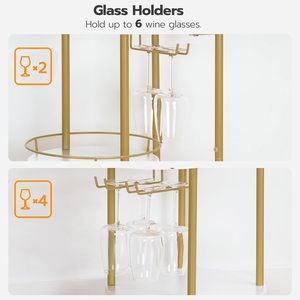 Chariot de rangement en métal, chariot roulant, chariot de service durable pour boissons, chariot de <span class=keywords><strong>bar</strong></span> avec 3 étagères, chariot doré - Product Image 5