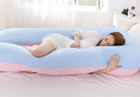 Oreiller de grossesse en U bicolore avec housse amovible, pour dormir sur le côté, soutien du ventre et du dos, oreiller corporel de maternité pour femmes enceintes