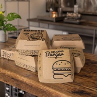 Envases de Papel Ecológicos para Hamburguesas, Papas Fritas, Pollo Francés, Comida para Llevar, Cajas de Embalaje para Comida Rápida con Logotipo Personalizado