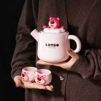 Service à thé en céramique Winnie l'ourson fraise, coffret cadeau pour une personne, théière et tasses avec séparation eau/thé