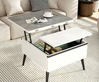 Table basse relevable de petite taille, hauteur réglable, rangement, couleur personnalisable, bois massif, verre trempé, salon moderne