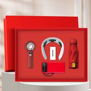 Business Gift Set Handheld Fan Power Bank Umbrella Neck Massager Custom Logo Color Corporate Promotional Gifts Handmade UV - Product Image 4