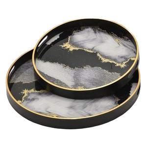 Plateau à bijoux multifonctionnel moderne et créatif en bois plaqué or à motif abstrait, personnalisable, idéal pour Maman et Sœur - Product Image 2