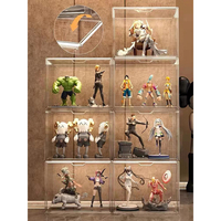 Boîte de présentation pliable écologique anti-poussière pour figurines, objets de collection, contenants de rangement en plastique, porte magnétique, utilisation de sac
