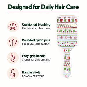 Cepillo <span class=keywords><strong>de</strong></span> Pelo con Cojín <span class=keywords><strong>de</strong></span> Aire y Cerdas <span class=keywords><strong>de</strong></span> Nylon para Masaje del Cuero Cabelludo y Desenredado, Ideal para Cabello Largo, Regalo <span class=keywords><strong>de</strong></span> Navidad para Mujeres - Product Image 4
