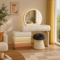 Nouvelle Grande Coiffeuse avec Miroir et Rangement, Meuble de Chambre à Coucher, Table de Maquillage avec Lumières LED, Tiroirs Colorés, Meilleure Vente pour la Maison