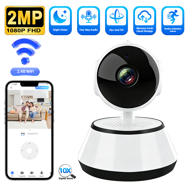 OEM Full HD V380 Pro Wireless WiFi CCTV IP PTZ Camera with Night Vision for Home Office Shop Indoor Security