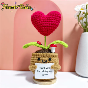 Planta de Ganchillo 2026 con Forma de <span class=keywords><strong>Corazón</strong></span> de Girasol y Rosa en Maceta, Planta Positiva Emocional, Regalo de Graduación, Gracias por Ayudarme a Crecer - Product Image 3