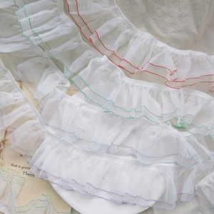 Pizzo Elastico Monofacciale a Doppio Strato RYL in Filato Neve Colorato, Plissettato e Intrecciato, per Elastici per Capelli, Gonne Fai-da-te, Polsini e Abbigliamento per Bambole - Product Image 2