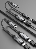 Câble convertisseur audio Type C 2 en 1 vers prise jack 3,5 mm, adaptateur casque PVC, charge rapide, microphone, répartiteur de haut-parleur
