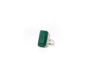 Handmade 925 Sterling <b>Silver</b> <b>Ring</b> with Natural Green Beryl Gemstone Unique Statement Jewelry for Women and <b>Men</b> Wedding Party - Product Image 1