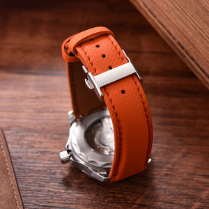 Bracelet de montre JUELONG en caoutchouc FKM hybride cuir, 18 mm/19 mm/20 mm/22 mm, à libération rapide, avec <span class=keywords><strong>boucle</strong></span> <span class=keywords><strong>ardillon</strong></span> <span class=keywords><strong>ou</strong></span> fermoir papillon - Product Image 3