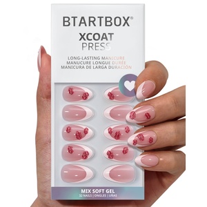 Short Almond Handmade False Fake <b>Set</b> <b>Nails</b> Wholesale 3D Red Lips French Tip Design Valentines Day Luxury Press on <b>Nails</b> <b>Set</b> Bulk - Product Image 1
