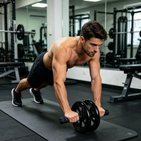 Rouleau abdominal à double roue avec genouillère, directement de l'usine, pour entraînement de renforcement du tronc à domicile, équipement de fitness OEM
