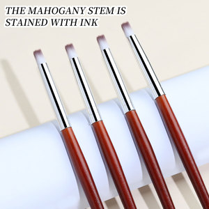 Set de Pinceles para Degradado Ombre en Arte de Uñas, Pincel de Punteado con Punta Angulada, Mango de Madera Roja, Herramienta para Mezclar Esmalte de Gel UV, <span class=keywords><strong>Manicura</strong></span> DIY - Product Image 5