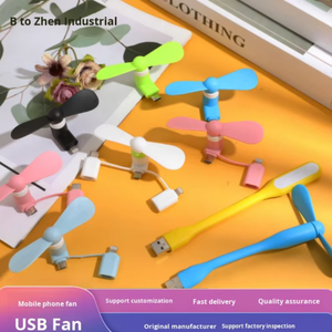 พัดลมมือถือขนาดเล็ก 3-in-1 คุณภาพสูง มอเตอร์ไร้แปรงถ่าน ดีไซน์กะทัดรัด ผลิตจากพลาสติก สำหรับอุปกรณ์ <span class=keywords><strong>Apple</strong></span> Android และ Type-C - Product Image 2