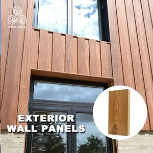 MUMU 3D kare Modern eko ahşap oyma dış özelliği duvar tasarım kaplama kurulu panelleri ev