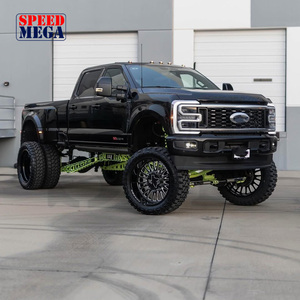 Jantes forgées tout-terrain noires et fraîchies avec enjoliveurs personnalisés pour camion Ram 2500, charge lourde, 26x12J 26x14J 6×139.7, jantes de rechange - Product Image 5