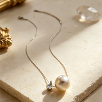 Pendentif chic en perles avec petit zircon, chaîne fine délicate en acier inoxydable, ornements gracieux pour femmes TGXL14737