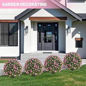 Искусственный кустарник из роз и боксуса в форме шара на наземной подставке для улицы, устойчивый к УФ-излучению, вечнозеленый, для Дня Благодарения и Пасхи - Product Image 2