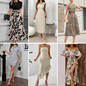 Vente en gros – Nouvelle collection été 2025 : Robes décontractées à col en V pour femmes, vêtements d'occasion à assortir, Topus Polyester/Coton Chine/Guangzhou - Product Image 2