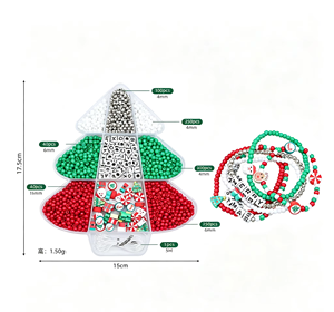 Kit de Cuentas para Árbol de Navidad, 286 Piezas, Dijes de Alfabeto de Plástico, Set de Fabricación de Joyería DIY con Cuerda y Herramientas para Manualidades Navideñas - Product Image 1