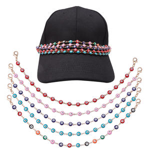 Cadenas de Moda, Collares con Cuentas de Ojo Turco, Aleación de Zinc y Resina, Decoraciones Unisex para Sombreros, Accesorios de Joyería Multicolor - Product Image 1