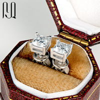 PYQ Moissanite anting persegi perak Hawaii, anting bunga perak Moissanite 925 Sterling untuk wanita
