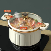 Vente chaude Maison Grande Capacité Pot À Soupe Antiadhésif Double Oreille Pot Avec Couvercle En Verre Cuisinière Émail Micro Pression Ustensiles De Cuisine