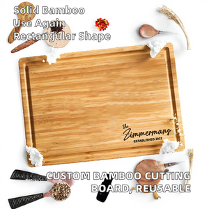 Tabla de Cortar de Madera de Bambú Personalizada con Logotipo de Fábrica, Tabla de Cortar de Cocina Natural para Frutas, Tabla de Cortar Sólida Reutilizable de 2.0 cm de Grosor - Product Image 2