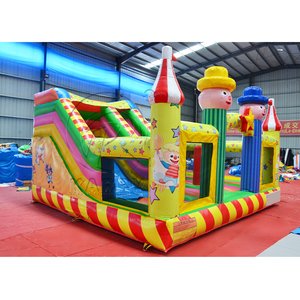 Château gonflable de cirque vibrant avec des tours de personnages joyeux et une décoration étoilée pour <span class=keywords><strong>les</strong></span> enfants, événements de fête en intérieur et en extérieur - Product Image 6